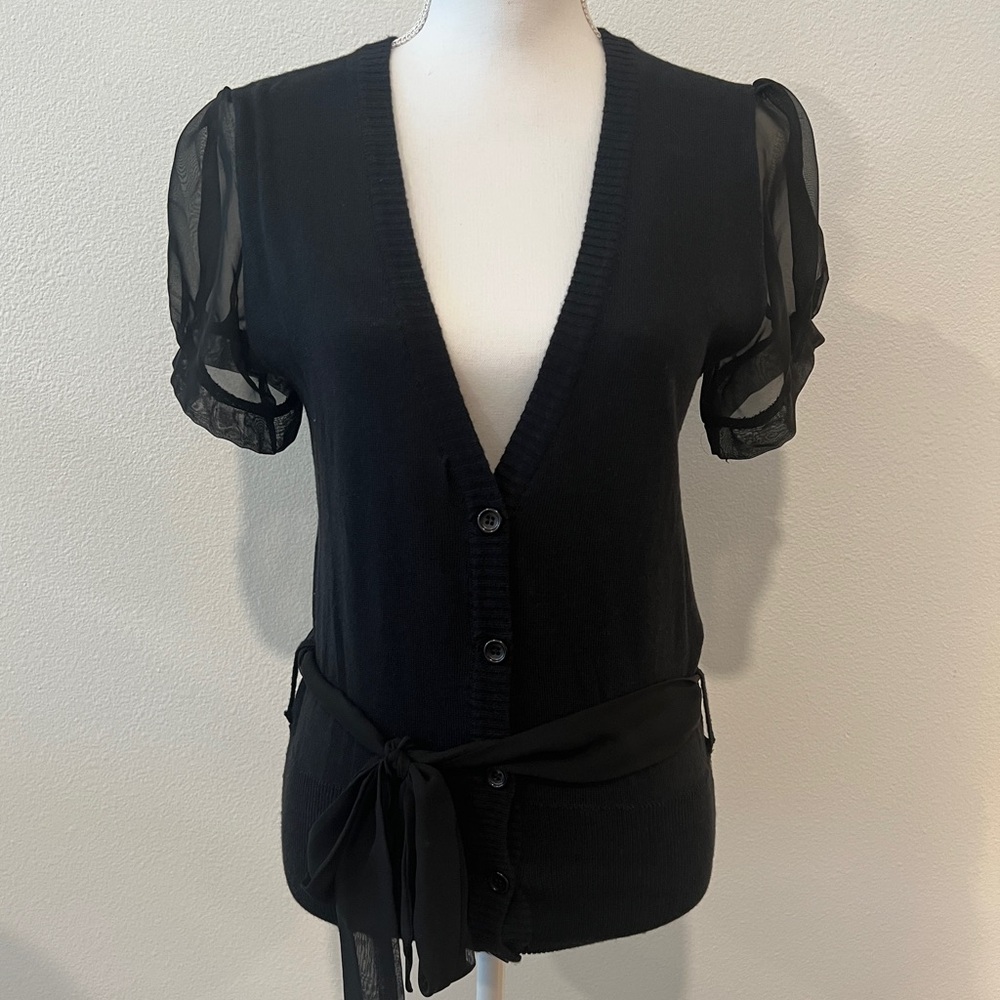 Black Sheer Sleeve Cardigan